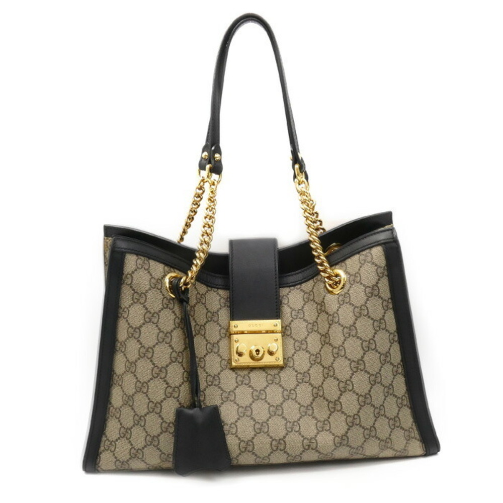GUCCI Padlock GG Shoulder Bag Beige Black